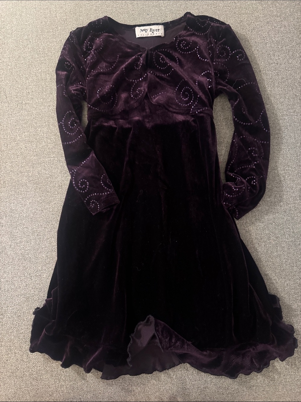 5/$15- Amy Byer Velvet Long Sleeve Dress - Deep Plum